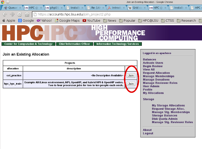 LSU HPC Join PI's Allocation