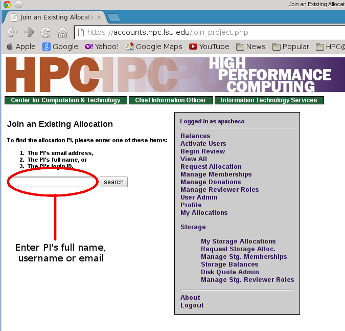 LSU HPC Search PI